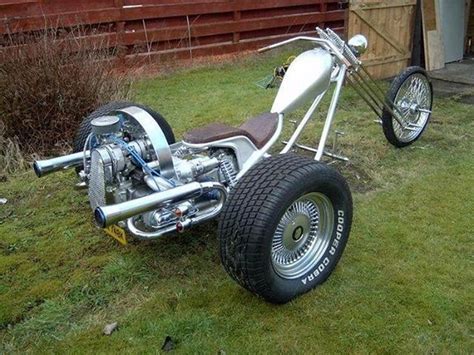 Vw Trike Motorcycle Parked In Grass