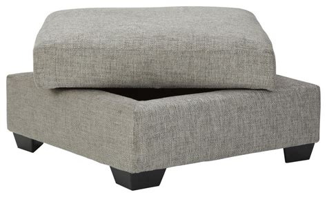 Wooden Ottoman With Textured Polyester Upholstery And Storage Light