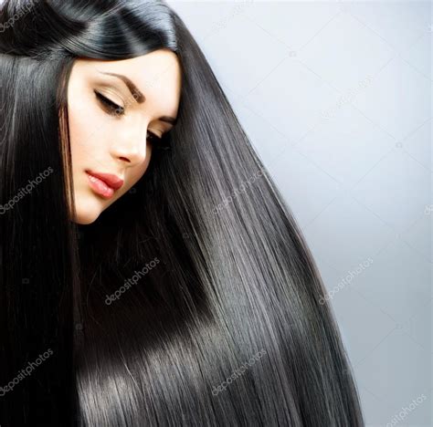 Long Straight Hair Beautiful Brunette Girl Stock Photo Subbotina
