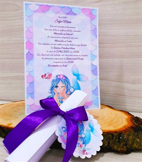 Invitatie Botez Papirus Sirena Ib Tiparire Text Nu Asamblare Nu