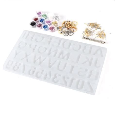 Bijoux bricolage moule numéro Alphabet Silicone moule porte clés porte