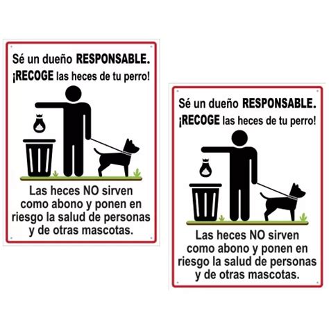 2 Letreros Recoge Las Heces De Tu Perro Dueño Responsable Envío Gratis