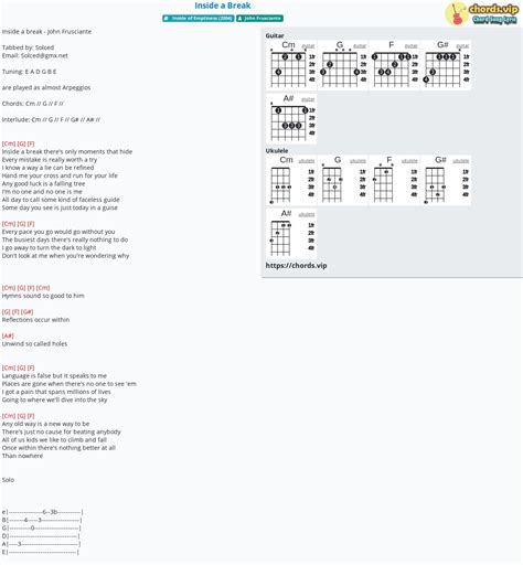 Hợp âm Inside A Break Cảm âm Tab Guitar Ukulele Lời Bài Hát Chordsvip