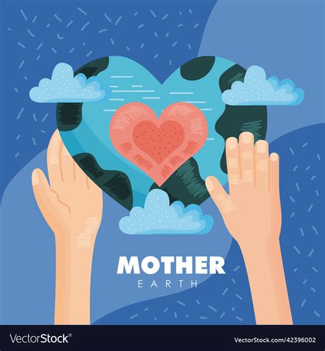 Mother earth lettering poster Royalty Free Vector Image