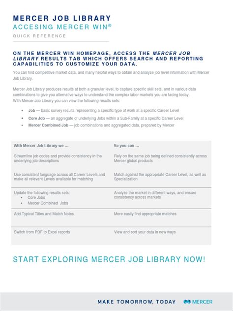 Mercer Job Library Start Guide | PDF | Software | Computing