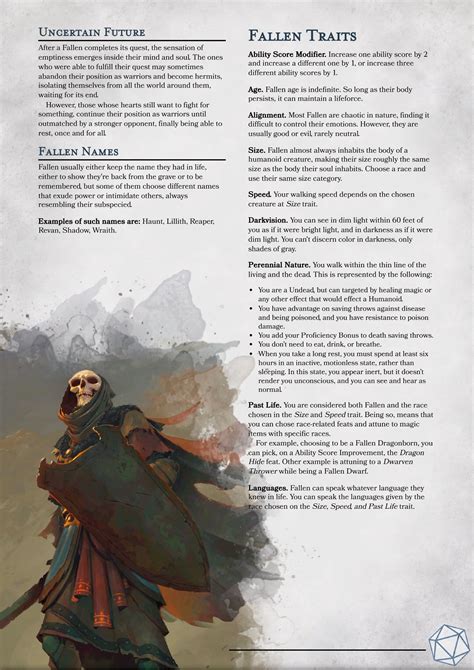 Fallen A True Awakened Undead Race R Dndhomebrew