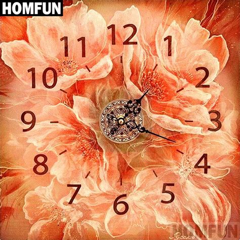 Homfun Pintura De Diamantes Rel Gio Flor D Bordado Completo Broca