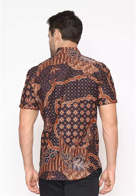 Jual Maginot MAGINOT WIRA NAVY Batik Slim Fit Lengan Pendek Original