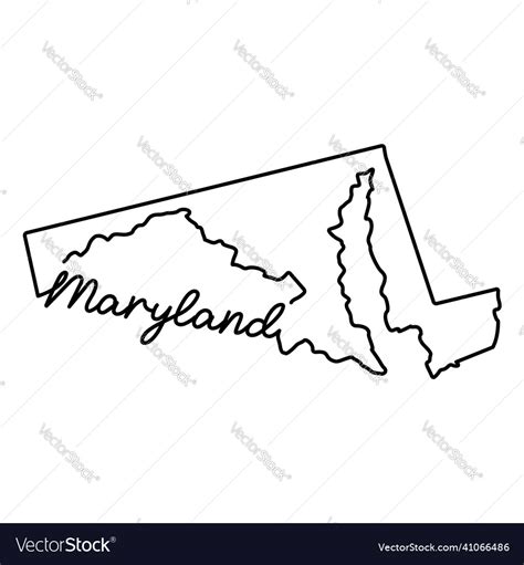 Maryland Us State Outline Map With The Handwritten