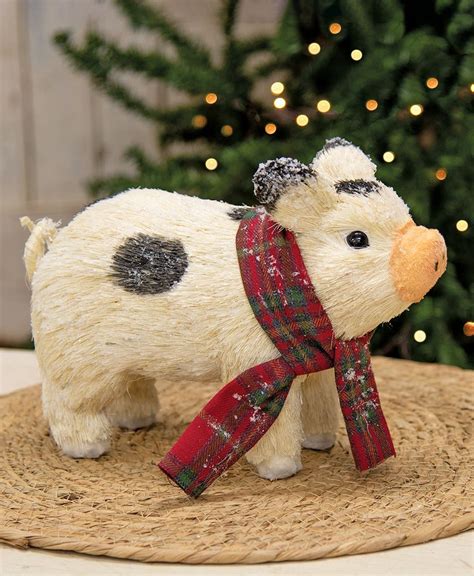 Col House Designs Wholesale Winter Frosted Sisal Farmhouse Pig