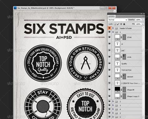 Set of Six Rubber Stamps by MikeKondrat | GraphicRiver