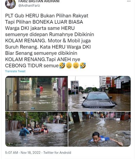 Cek Fakta Foto Banjir Jakarta Ini Bukan Di Era Kepemimpinan Pj