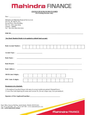 Fillable Online Change Of Bank Mandate Form Fax Email Print Pdffiller