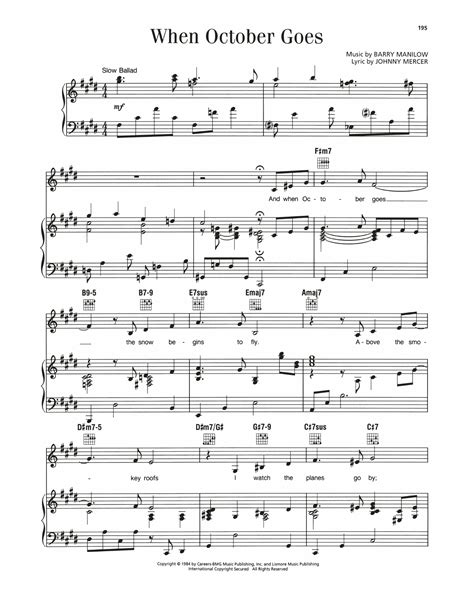 Barry Manilow When October Goes Sheet Music Chords And Lyrics