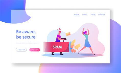 Spam And Info Garbage Landing Page Template Tiny Male Character