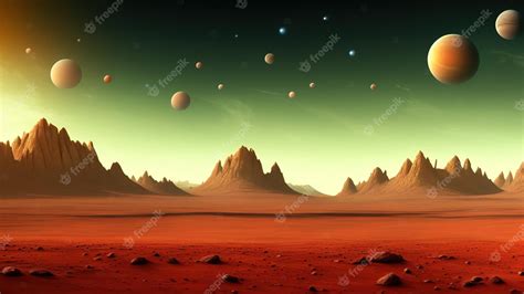 El Paisaje De La Superficie De Marte El Fondo Del Planeta Alienígena El Desierto Rojo Con