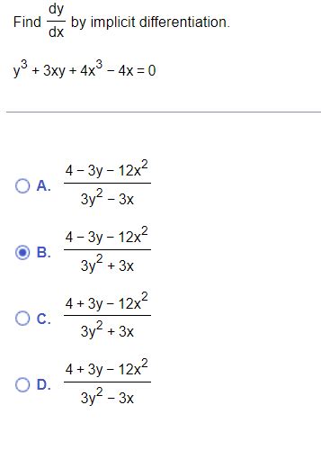 Solved Differentiate F X 3x2 91 A F′ X − 3x2 9 26x B