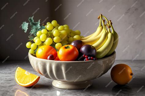 Premium Photo | Fruit bowl with healthy eatable fruits in kitchen on ...