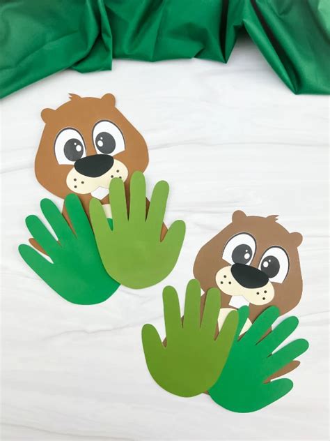 Groundhog Handprint Craft For Kids [Free Template]