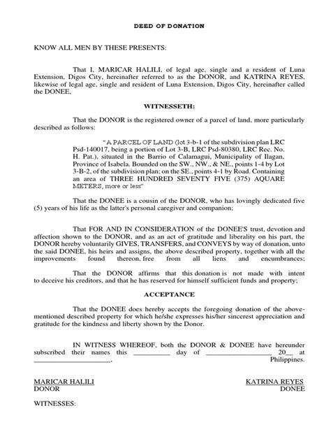 Witnesseth Deed Of Donation Law And Economics Civil Law Common Law