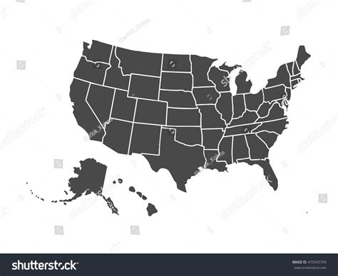 Blank Outline Map Usa Stock Vector (Royalty Free) 475545799 | Shutterstock