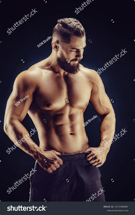 Naked Strong Man Showing His Abs Stock Photo 2173390687 Shutterstock