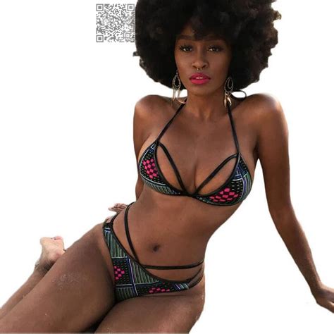 Color African Print Vintage High Waist Bikini Set Two Piece Swimsuit