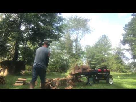 37 Ton Rugged Made Log Splitter Put To The Test On Some Notted Up White