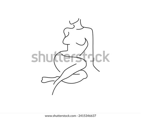 Nude Woman Face Abstract Silhouette Continuous Stock Vector Royalty