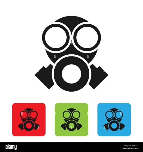 Black Gas Mask Icon Isolated On White Background Respirator Sign Set