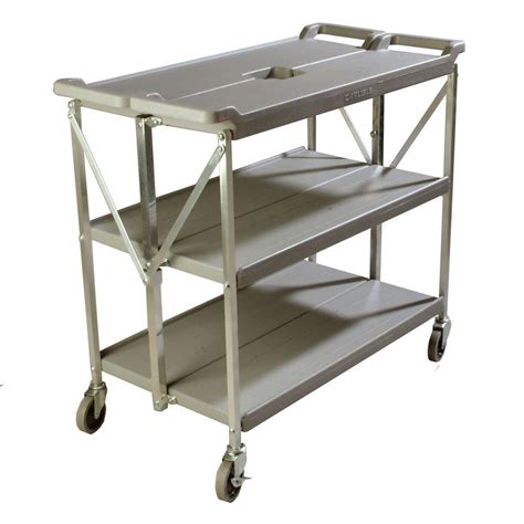 Carlisle Fold N Go Gray Large Heavy Duty 3 Tier Collapsible Utility