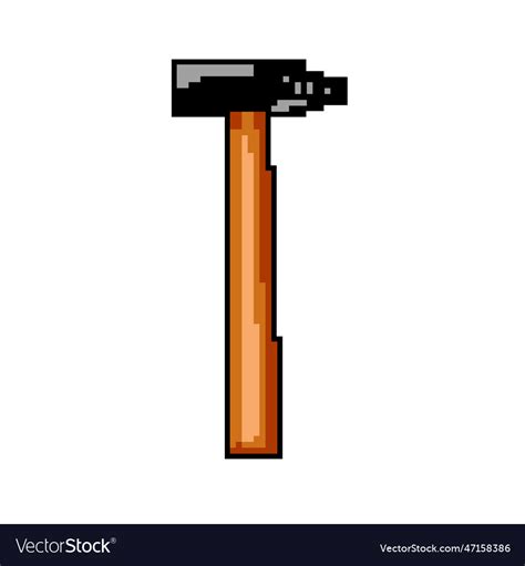 Work Hammer Tool Game Pixel Art Royalty Free Vector Image