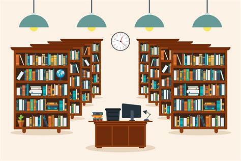 Library Interior With Books 1263381 Vector Art At Vecteezy