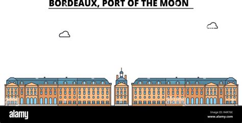 Bordeaux Port Of The Moon Line Travel Landmark Skyline Vector Design