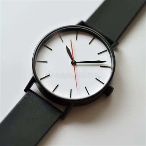 Minimalist Black Wristwatch On White Background Stock Image Image Of