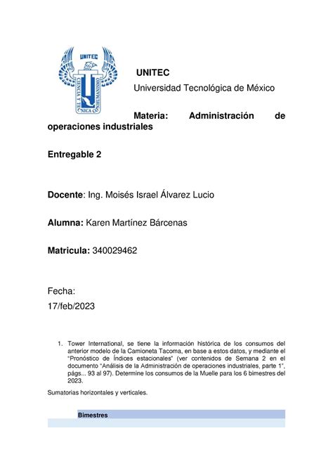 Entregable 2 administracion UNITEC Universidad Tecnológica de México