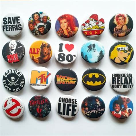 20 X Retro 1980s Badges 80s Madonna Prince Boy George Michael