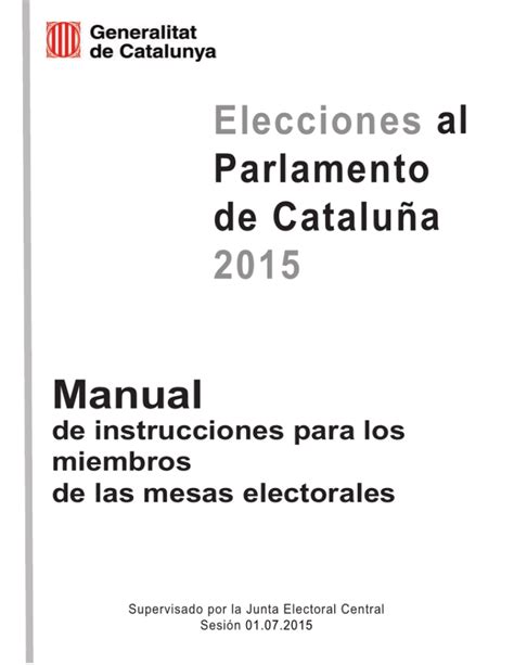 Manual De Instrucciones Para Los Miembros De Las Mesas Electorales