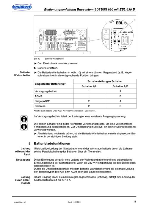 Batterieladefunktionen Schaudt Sdtbus 630 Bedienungsanleitung Seite