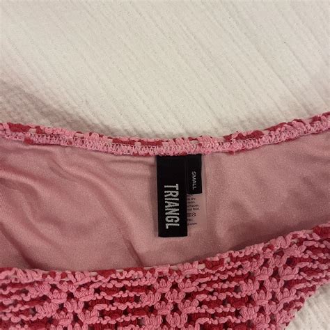 Triangl Crochet Bikini Pink Top S Bottom S Runs Depop