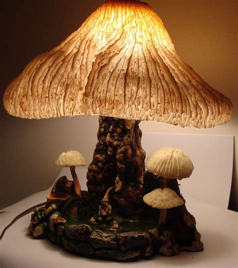 Rare Magic Mushroom Lamp Company Pink White Coral Shade Vintage