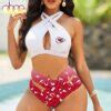 Chiefs Kansas City Womens Bikini Swimsuit Cross Criss Cutout Bathing Set GiftfulCustom