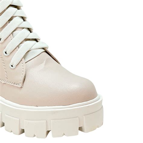 Bota Coturno Feminina Napa Off White Creme Strax 069 Karina Calçados