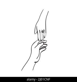 Closeup Lover Hand Holding Illustration Vector Hand Drawn Isolated On