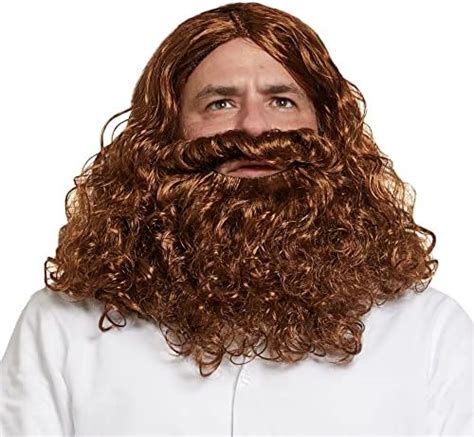 Kangaroo Jesus Beard And Wig Men For Jesus Costume Synthetic Brown Long Beard Wig