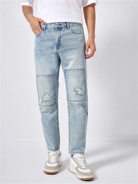 SHEIN Jeans Strappati Tasca Inclinata