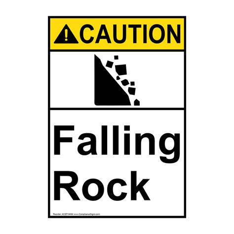 Ansi Caution Falling Rock Sign Ace 9494 Recreation