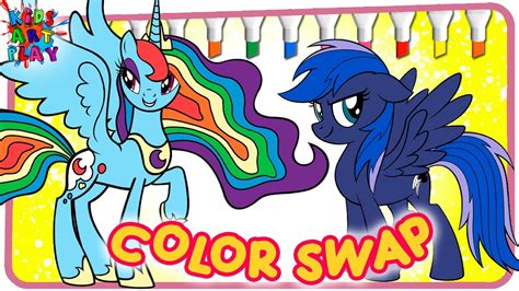 Mlp My Little Pony Rainbow Dash And Luna Color Swap Coloring Pages How