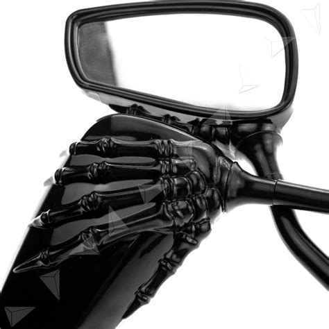 Motorcycle Fashion Black Skeleton Skull Mirrors Bike Motorbike Rear