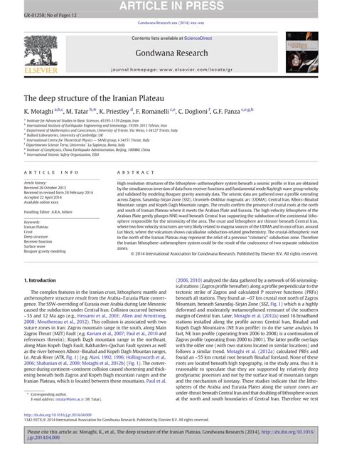 (PDF) The deep structure of the Iranian Plateau